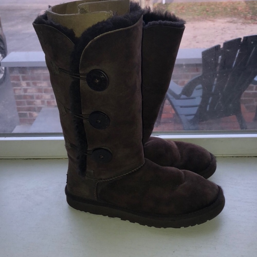Chocolate brown triple buttoned UGGs